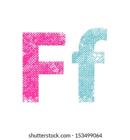 Multicolor grunge letters F. Vector illustration.