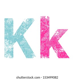 Multicolor grunge letters K. Vector illustration.