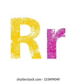 Multicolor grunge letters R. Vector illustration.