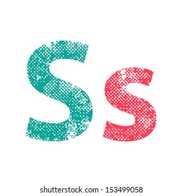 Multicolor grunge letters S. Vector illustration.
