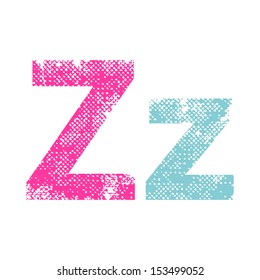 Multicolor grunge letters Z. Vector illustration.