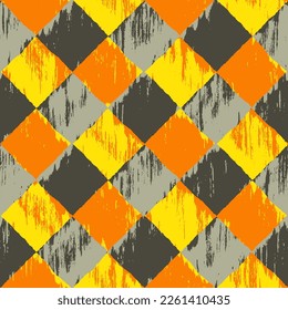 Multicolor Grunge Textured Checked Pattern