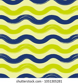 Multicolor grunge wave lines/ Seamless vector background