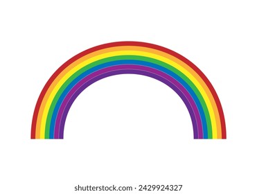 Multicolor half arc rainbow on white background.