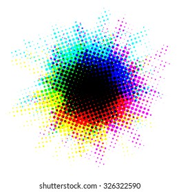 Multicolor halftone blot with dots