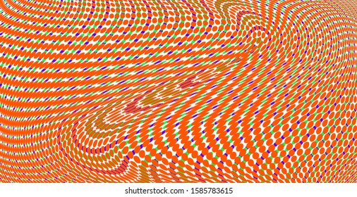 Multicolor halftone dots pattern texture background. Concentric circles fractal. Modern gradient monochrome dotted vector illustration. Abstract wavy lines