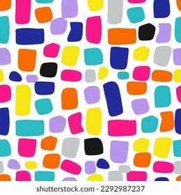 Multicolor Hand Drawn Stones Texture Vector Seamless Pattern