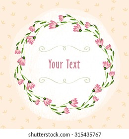 multicolor hand painted water color set - pink flowers border and green vignette on the light blue leaf background