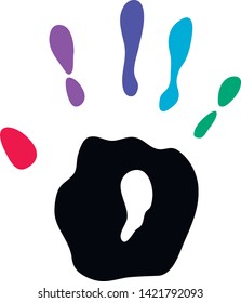 multicolor handprint of human hand vector