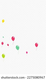 Fondo transparente de Vector de globo Feliz Multicolor. Sorpresa Marco inflable de bola. Ilustración Realista Roja y Verde y Amarilla. Funda de balón rosa y azul.