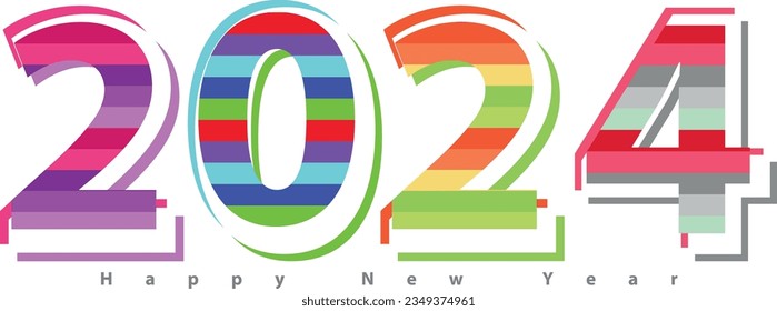 multicolor happy new year 2024, vector illustration background for happy new year 2024 celebration.