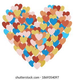 Multicolor heart emblem on white background, vector