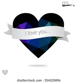 Multicolor heart isolated on white background. Geometric rumpled triangular low poly origami style gradient graphic illustration. Vector polygonal design for your business.