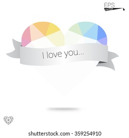 Multicolor heart isolated on white background. Geometric rumpled triangular low poly origami style gradient graphic illustration. Vector polygonal design for your business.