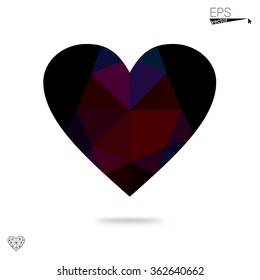 Multicolor heart isolated on white background. Geometric rumpled triangular low poly origami style gradient graphic illustration. Vector polygonal design for your business.