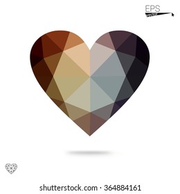 Multicolor heart isolated on white background. Geometric rumpled triangular low poly origami style gradient graphic illustration. Vector polygonal design for your business.