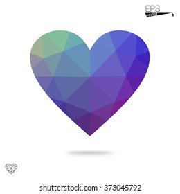Multicolor heart isolated on white background. Geometric rumpled triangular low poly origami style gradient graphic illustration. Vector polygonal design for your business. Multicolor heart isolated on white background. Geometric rumpled triangular low poly origami style gradient graphic illustration. Vector polygonal design for your business.