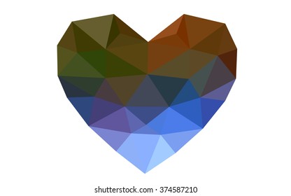 Multicolor heart isolated on white background. Geometric rumpled triangular low poly origami style gradient graphic illustration. Vector polygonal design for your business.