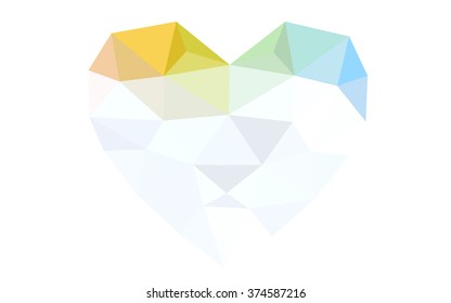 Multicolor heart isolated on white background. Geometric rumpled triangular low poly origami style gradient graphic illustration. Vector polygonal design for your business.