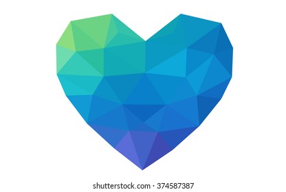Multicolor heart isolated on white background. Geometric rumpled triangular low poly origami style gradient graphic illustration. Vector polygonal design for your business.