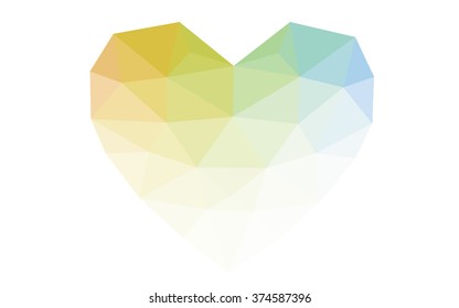 Multicolor heart isolated on white background. Geometric rumpled triangular low poly origami style gradient graphic illustration. Vector polygonal design for your business.