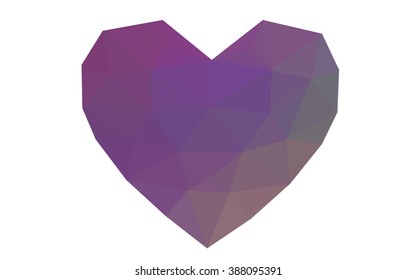 Multicolor heart isolated on white background. Geometric rumpled triangular low poly origami style gradient graphic illustration. Vector polygonal design for your business.
