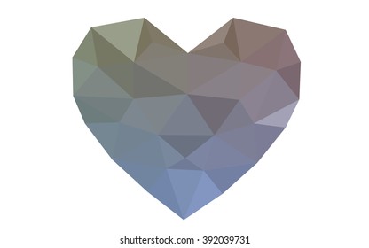 Multicolor heart isolated on white background. Geometric rumpled triangular low poly origami style gradient graphic illustration. Vector polygonal design for your business.
