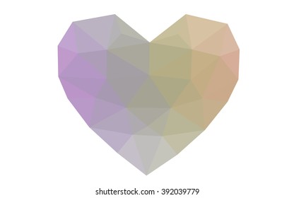 Multicolor heart isolated on white background. Geometric rumpled triangular low poly origami style gradient graphic illustration. Vector polygonal design for your business.