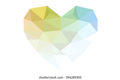 Multicolor heart isolated on white background. Geometric rumpled triangular low poly origami style gradient graphic illustration. Vector polygonal design for your business.