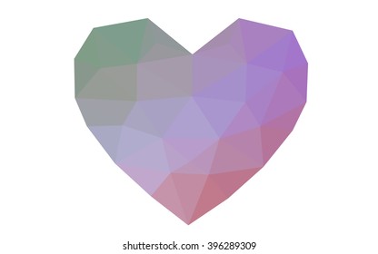 Multicolor heart isolated on white background. Geometric rumpled triangular low poly origami style gradient graphic illustration. Vector polygonal design for your business.