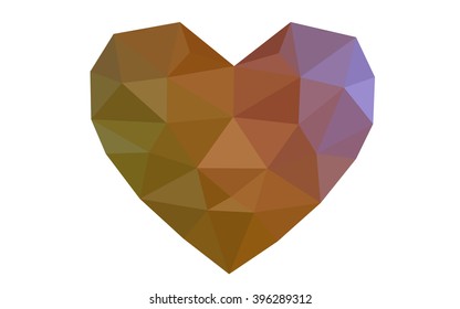 Multicolor heart isolated on white background. Geometric rumpled triangular low poly origami style gradient graphic illustration. Vector polygonal design for your business.