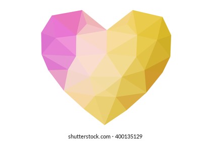 Multicolor heart isolated on white background. Geometric rumpled triangular low poly origami style gradient graphic illustration. Vector polygonal design for your business.