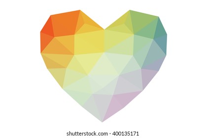 Multicolor heart isolated on white background. Geometric rumpled triangular low poly origami style gradient graphic illustration. Vector polygonal design for your business. Multicolor heart isolated on white background. Geometric rumpled triangular low poly origami style gradient graphic illustration. Vector polygonal design for your business.