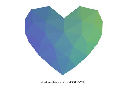 Multicolor heart isolated on white background. Geometric rumpled triangular low poly origami style gradient graphic illustration. Vector polygonal design for your business.