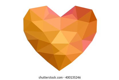 Multicolor heart isolated on white background. Geometric rumpled triangular low poly origami style gradient graphic illustration. Vector polygonal design for your business.