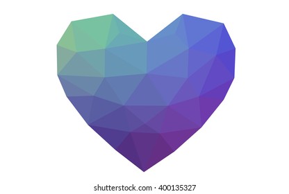 Multicolor heart isolated on white background. Geometric rumpled triangular low poly origami style gradient graphic illustration. Vector polygonal design for your business.