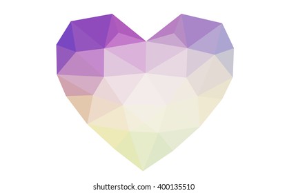 Multicolor heart isolated on white background. Geometric rumpled triangular low poly origami style gradient graphic illustration. Vector polygonal design for your business.