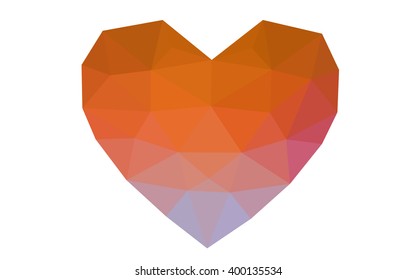 Multicolor heart isolated on white background. Geometric rumpled triangular low poly origami style gradient graphic illustration. Vector polygonal design for your business.
