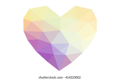 Multicolor heart isolated on white background. Geometric rumpled triangular low poly origami style gradient graphic illustration. Vector polygonal design for your business.
