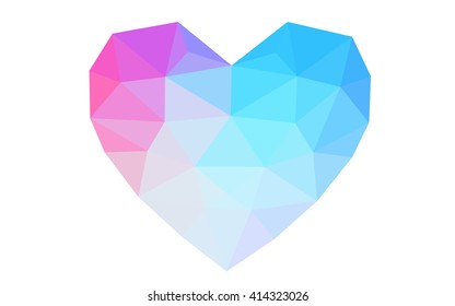 Multicolor heart isolated on white background. Geometric rumpled triangular low poly origami style gradient graphic illustration. Vector polygonal design for your business.