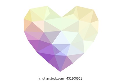 Multicolor heart isolated on white background. Geometric rumpled triangular low poly origami style gradient graphic illustration. Vector polygonal design for your business.