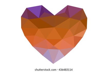 Multicolor heart isolated on white background. Geometric rumpled triangular low poly origami style gradient graphic illustration. Vector polygonal design for your business.