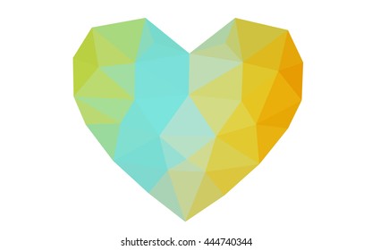 Multicolor heart isolated on white background. Geometric rumpled triangular low poly origami style gradient graphic illustration. Vector polygonal design for your business.