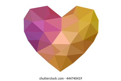 Multicolor heart isolated on white background. Geometric rumpled triangular low poly origami style gradient graphic illustration. Vector polygonal design for your business.