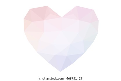 Multicolor heart isolated on white background. Geometric rumpled triangular low poly origami style gradient graphic illustration. Vector polygonal design for your business.