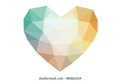 Multicolor heart isolated on white background. Geometric rumpled triangular low poly origami style gradient graphic illustration. Vector polygonal design for your business.