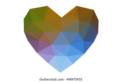 Multicolor heart isolated on white background. Geometric rumpled triangular low poly origami style gradient graphic illustration. Vector polygonal design for your business.