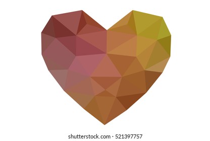 Multicolor heart isolated on white background. Geometric rumpled triangular low poly origami style gradient graphic illustration. Vector polygonal design for your business.