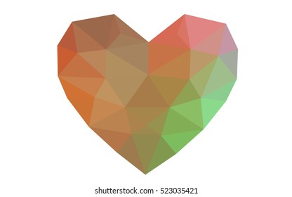 Multicolor heart isolated on white background. Geometric rumpled triangular low poly origami style gradient graphic illustration. Vector polygonal design for your business.