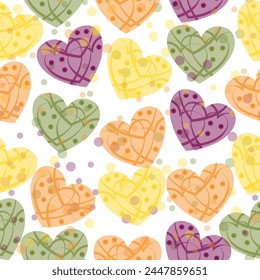 Multicolor hearts pattern. Drawing silhouette love colored.  Seamless pattern. Multicolored hearts. 